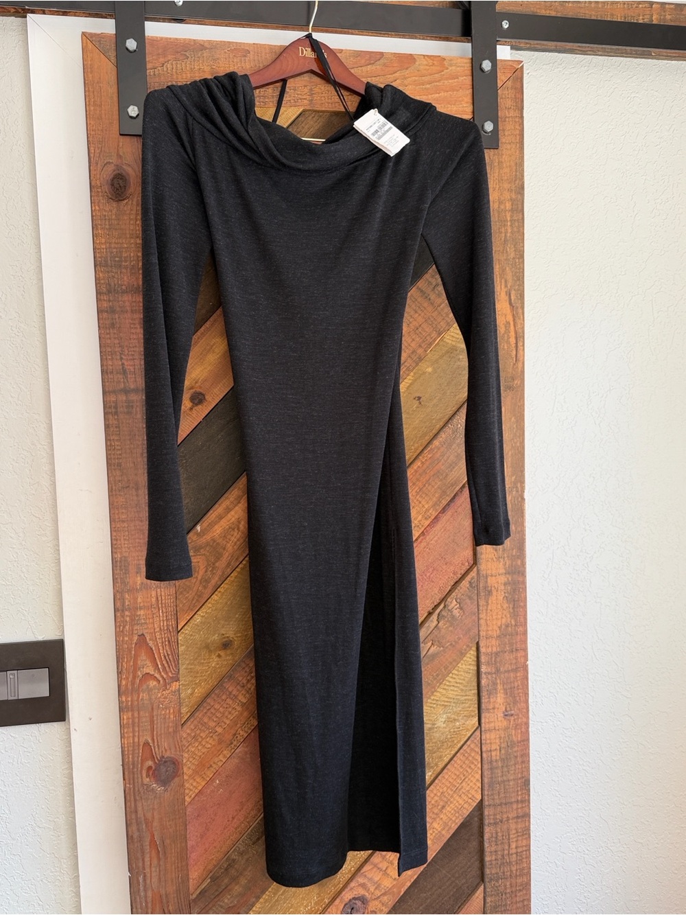 Onyx Black Brunello Cucinelli Large Long Sleeve Knit Dress NWT $2795